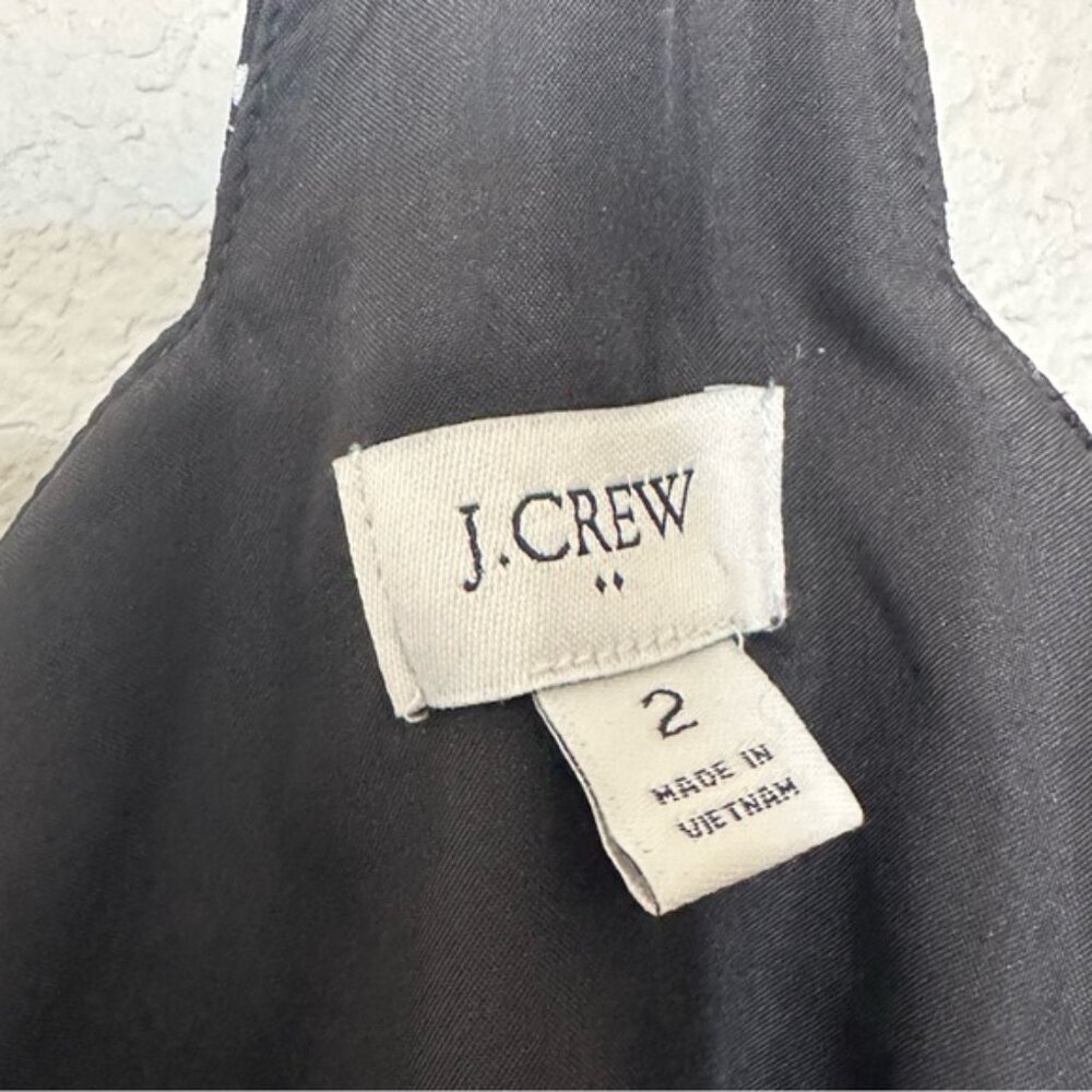 J. Crew Womens Scalloped Edge Cami Tank Top Sleeveless Adjustable Black Size 2 - Picture 2 of 7